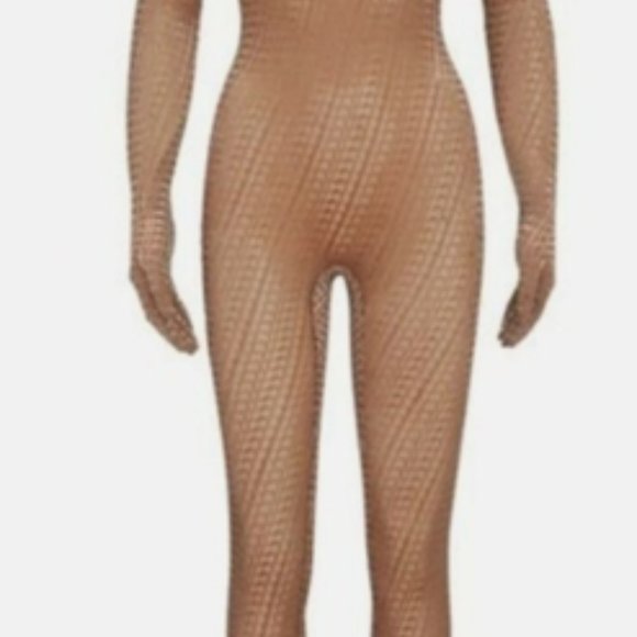 (2409) SKIMS NWT Velvet Logo Stirrup Onsesie Catsuit Sz 2X Jumpsuit in Sienna - Picture 2 of 9